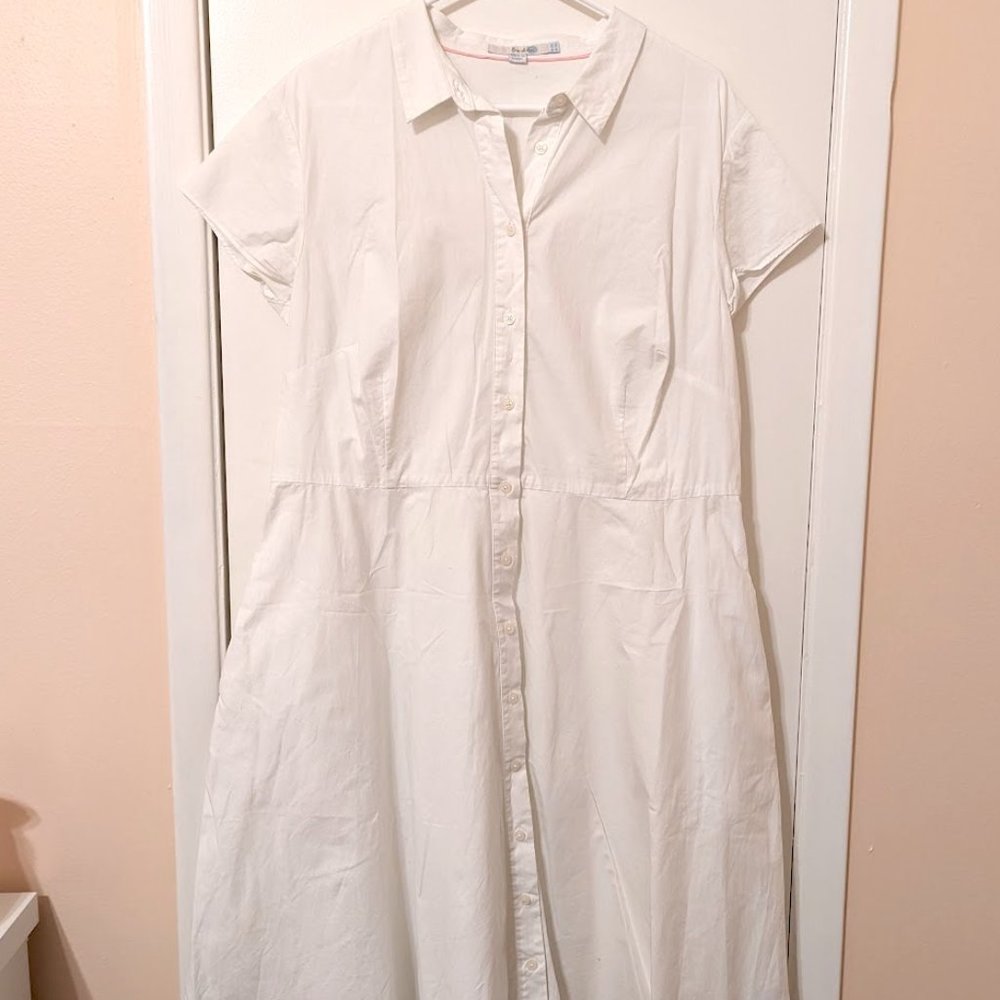 Boden White Button Down Midi Shirtdress